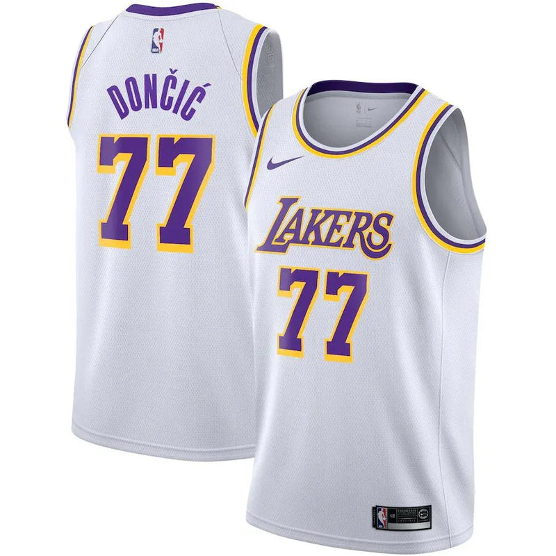 Luka Dončić Los Angeles Lakers Nike Unisex Swingman Jersey - Icon Edition - Gol, Purple, White