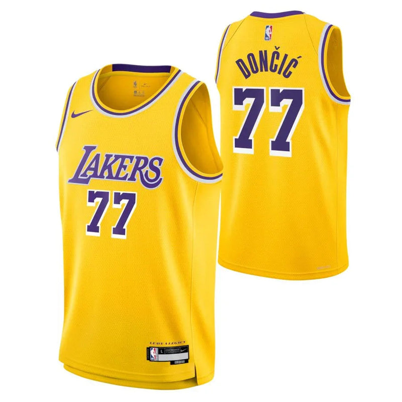 Luka Dončić Los Angeles Lakers Nike Unisex Swingman Jersey - Icon Edition - Gol, Purple, White