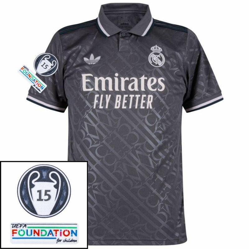 Real Madrid Third Fan Jersey 2024/25 Patches UCL UEFA Foundation (Official Printing)