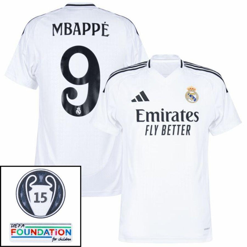 Real Madrid Home Fan Jersey 2024/25 Patches UCL UEFA Foundation (Official Printing)