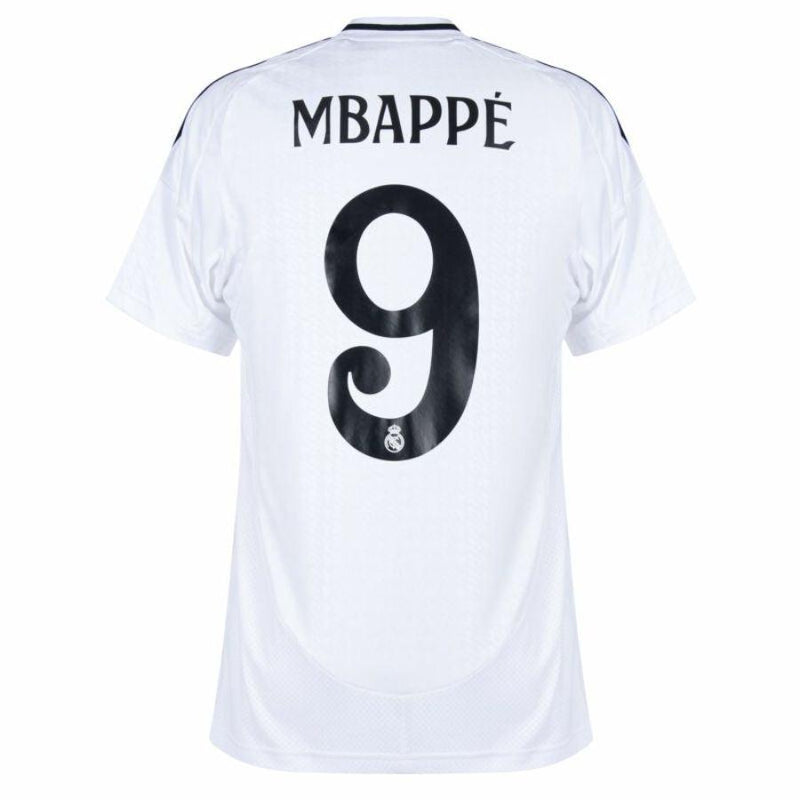 Real Madrid Mbappé 9 Home Fan Jersey 2024/25 Patches UCL UEFA Foundation (Official Printing)