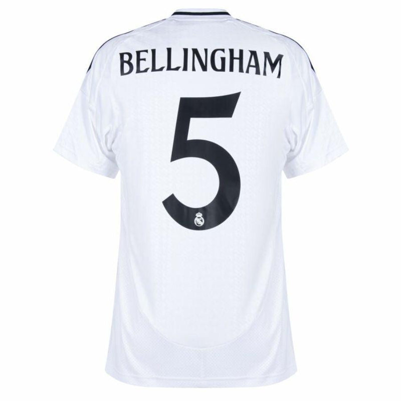 Real Madrid Bellingham 5 Home Fan Jersey 2024/25 Patches UCL UEFA Foundation (Official Printing)