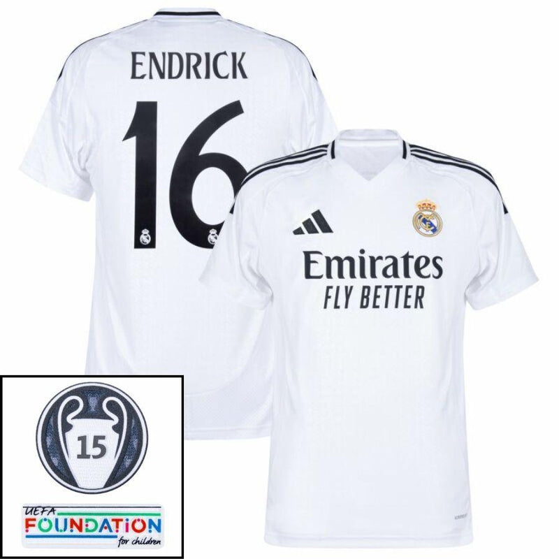 Real Madrid Home Fan Jersey 2024/25 Patches UCL UEFA Foundation (Official Printing)