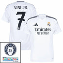Real Madrid Vini JR. 7 Home Fan Jersey 2024/25 Patches UCL UEFA Foundation (Official Printing)