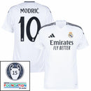 Real Madrid Modric 10 Home Fan Jersey 2024/25 Patches UCL UEFA Foundation (Official Printing)