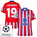 Atlético Madrid Julián Alvarez 19 Home Fan Jersey 2024/25 Patches UCL UEFA Foundation (Official Printing)