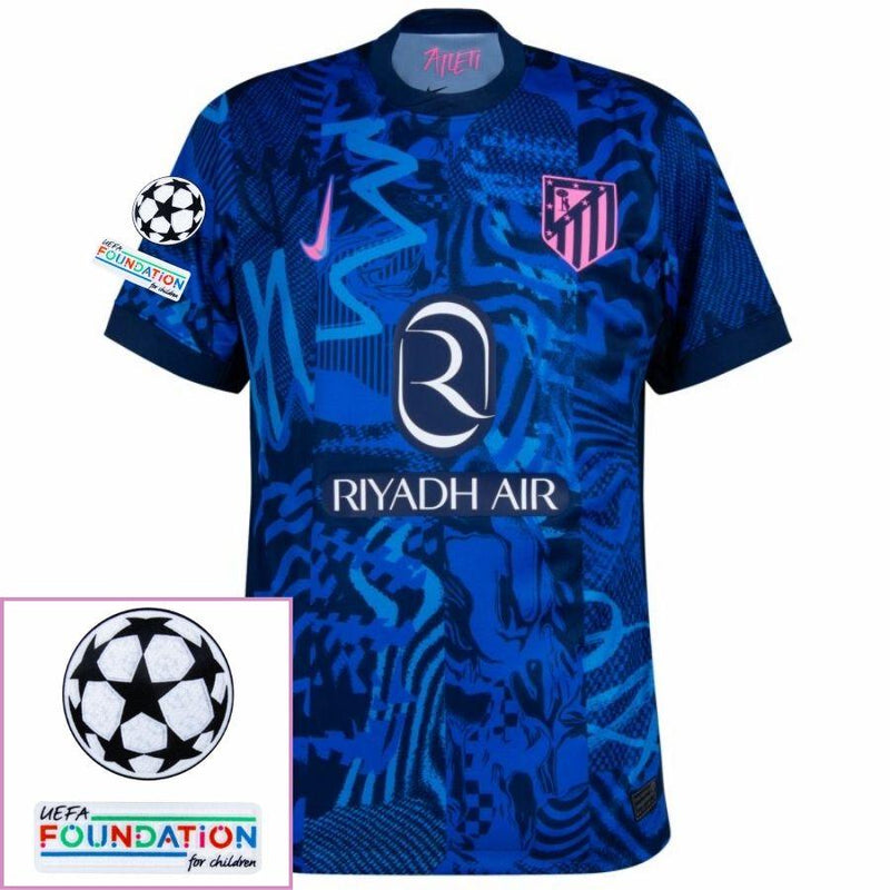 Atlético Madrid Julián Alvarez 19 Third Fan Jersey 2024/25 Patches UCL UEFA Foundation (Official Printing)