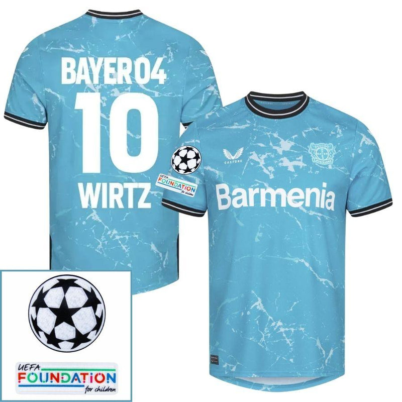 Bayer 04 Leverkusen Wirtz 10 Third Fan Jersey 2024/25 Patches UCL UEFA Foundation (Official Printing)