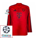 Bayern München Home Long Sleeve Fan Jersey 2024/25 Patches UCL UEFA Foundation (Official Printing)