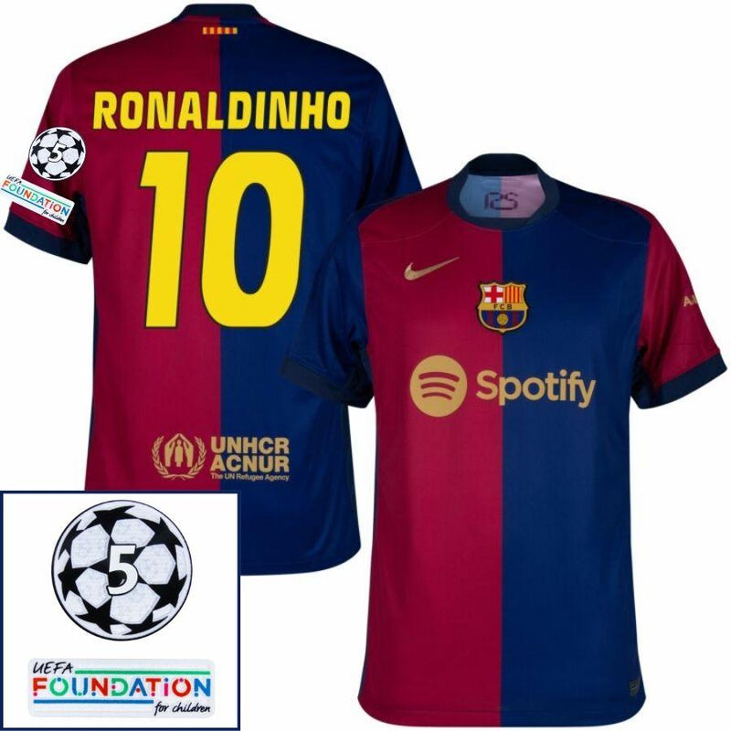 Barcelona Home 2024/25 Patches UCL UEFA Foundation (Official Printing)