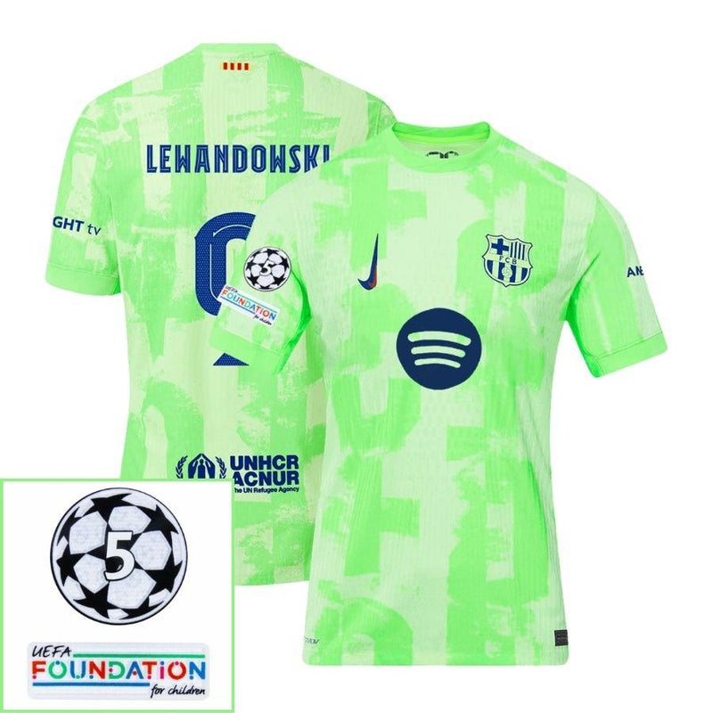 Barcelona Third 2024/25 Patches UCL UEFA Foundation (Official Printing)