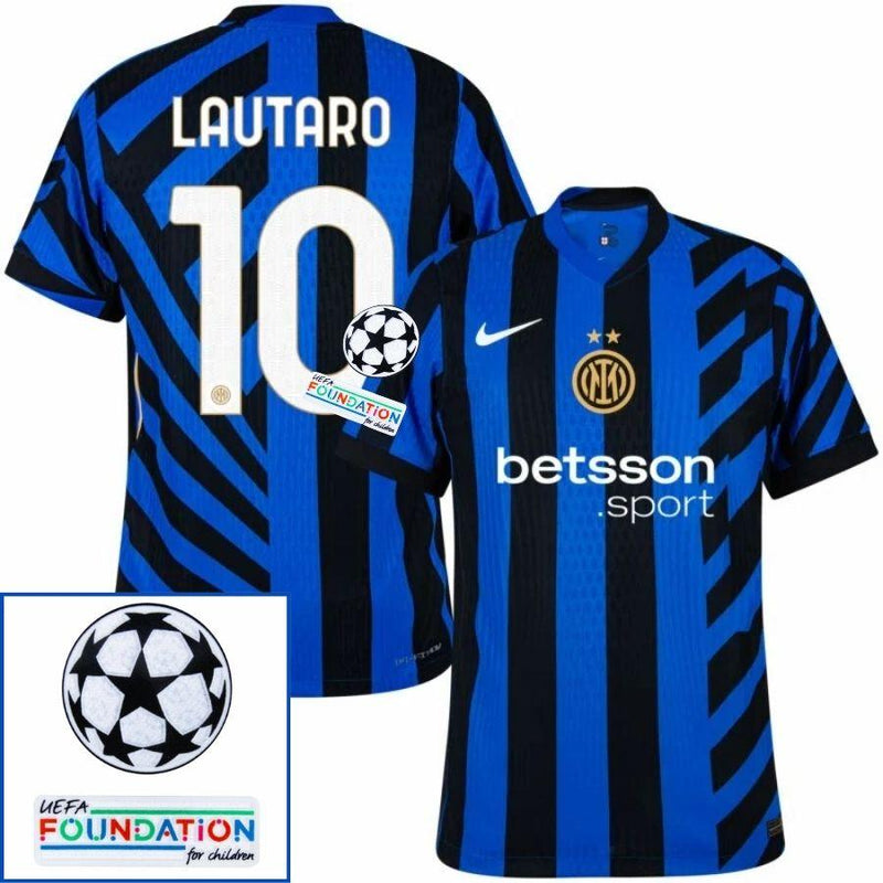 Inter Milan Lautaro 10 Home 2024/25 Patches UCL UEFA Foundation (Official Printing)