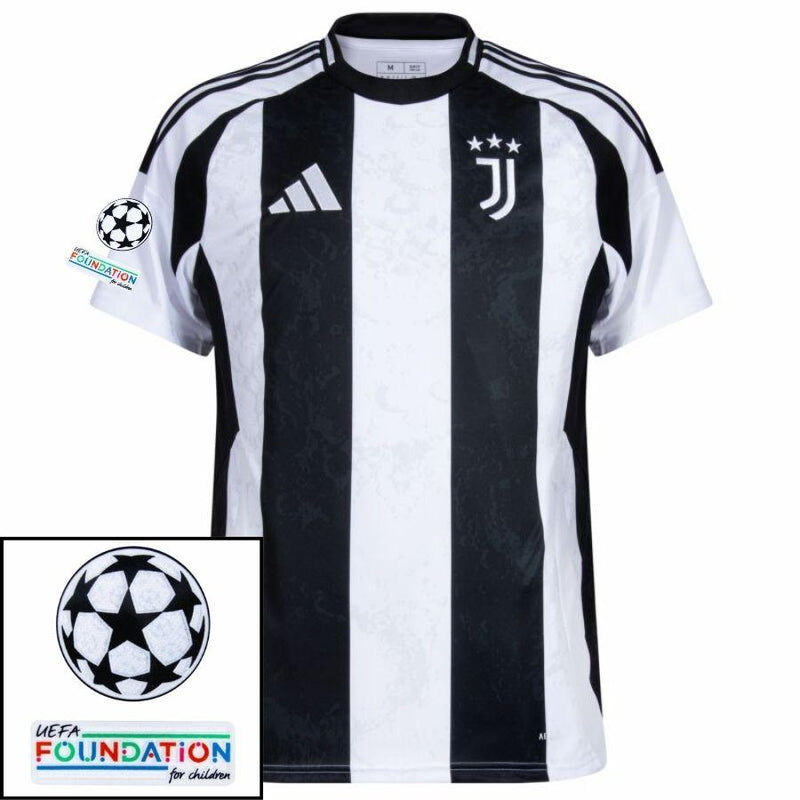 Juventus Vlahovic 9 Home 2024/25 Patches UCL UEFA Foundation (Official Printing)