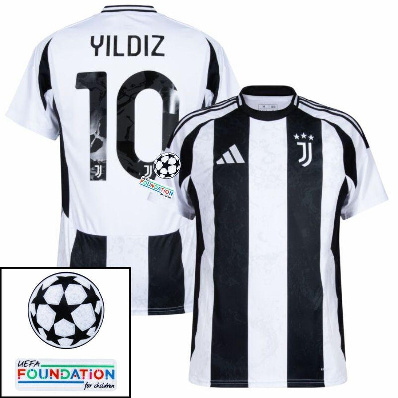 Juventus Home 2024/25 Patches UCL UEFA Foundation (Official Printing)