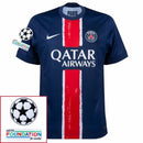 Paris Saint-Germain Kvaratskhelia 7 Fan Jersey Home 2024/25 Patches UCL UEFA Foundation (Official Printing)