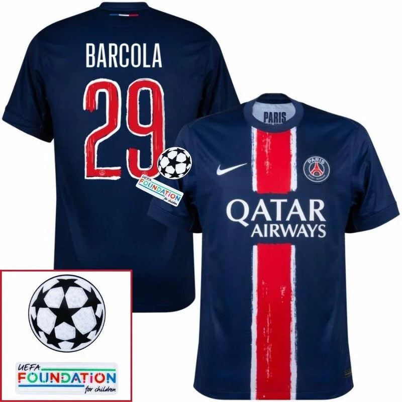Paris Saint-Germain Fan Jersey Home 2024/25 Patches UCL UEFA Foundation (Official Printing)