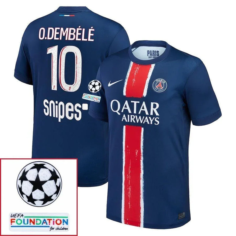 Paris Saint-Germain Fan Jersey Home 2024/25 Patches UCL UEFA Foundation (Official Printing)