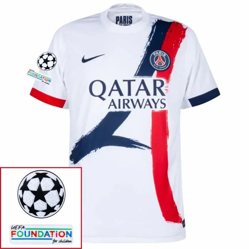 Paris Saint-Germain Kvaratskhelia 7 Fan Jersey Away 2024/25 Patches UCL UEFA Foundation (Official Printing)