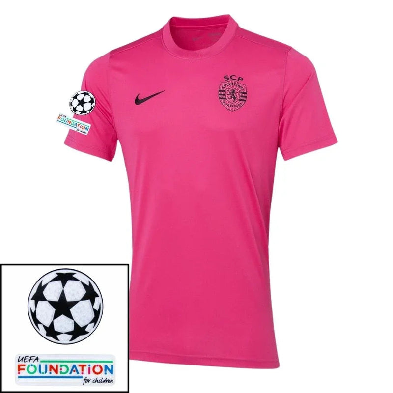 Sporting CP Fan Jersey Pink October 2024/25 Patches UCL UEFA Foundation (Official Printing)