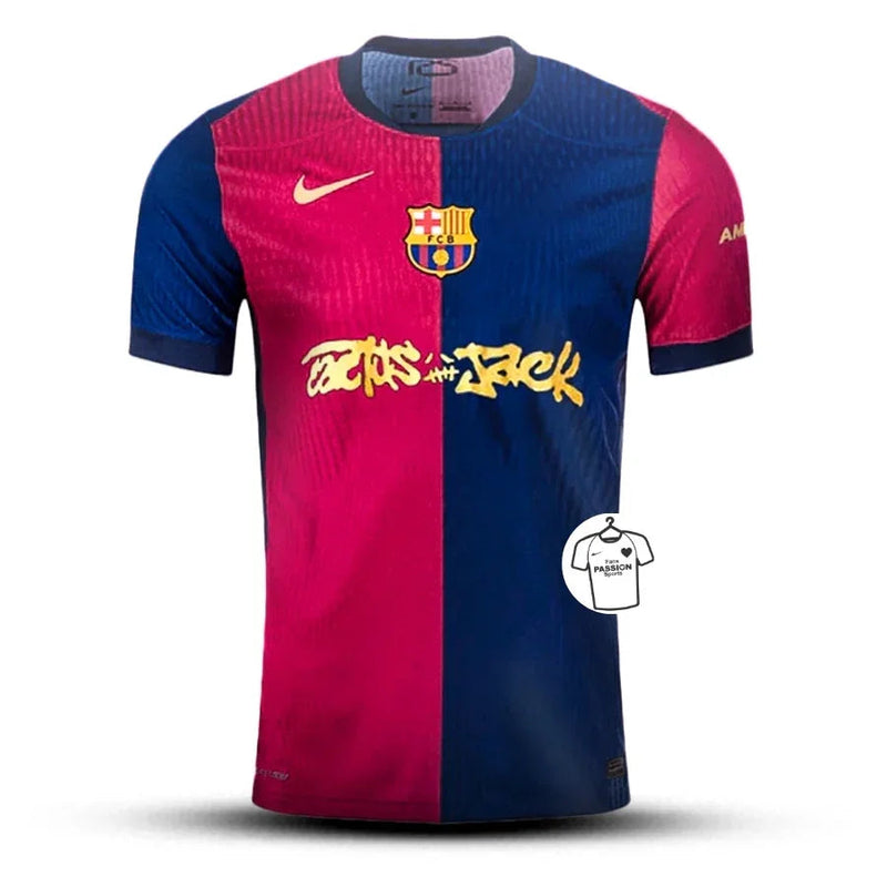 Barcelona Travis Scott Home Fan Jersey 2025/26 Spotify and FC Barcelona Collab With Travis Scott on a Special Cactus Jack