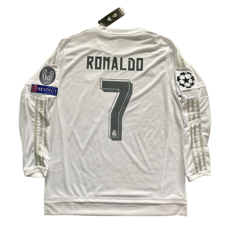Retro Real Madrid 2015/16 Home Long Sleeve Final Milano 2016 Patches UCL 10 UEFA Respect