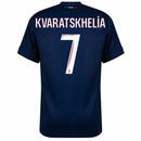Paris Saint-Germain Kvaratskhelia 7 Fan Jersey Home 2024/25 Patches UCL UEFA Foundation (Official Printing)