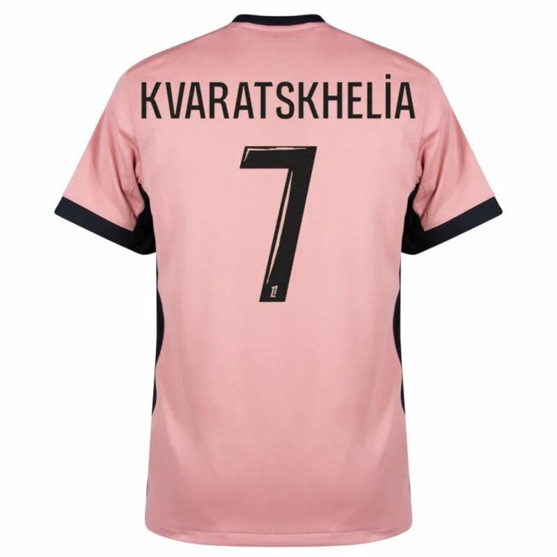 Paris Saint-Germain Kvaratskhelia 7 Fan Jersey Third Jordan 2023/24 Patches UCL UEFA Foundation (Official Printing)