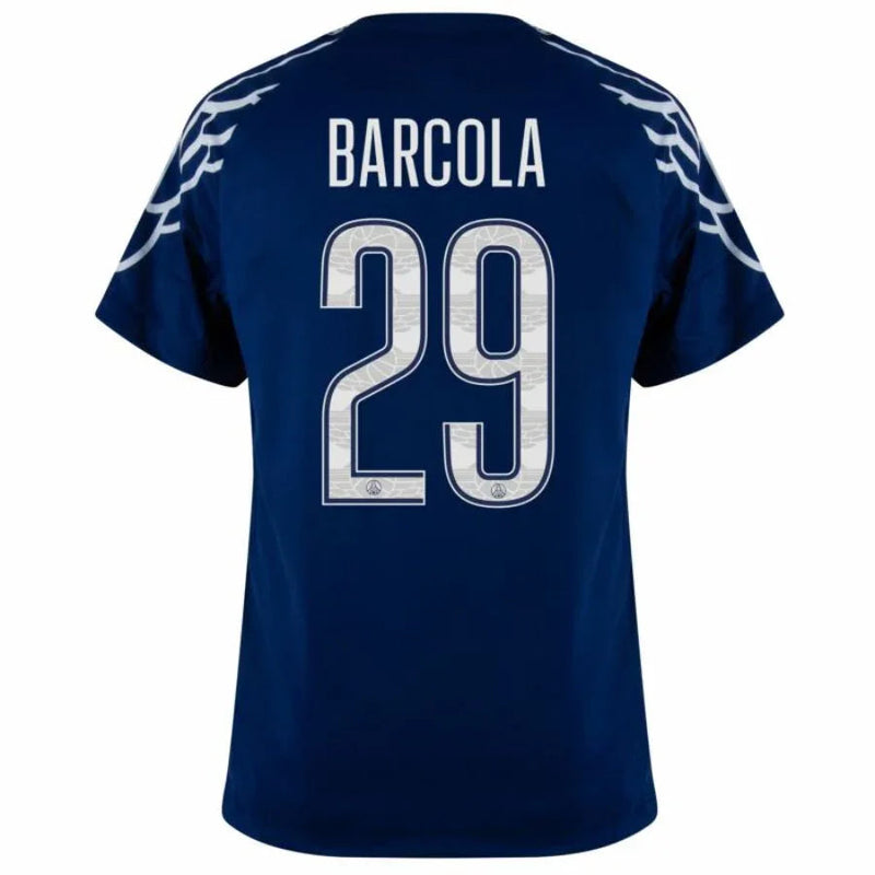Paris Saint-Germain Barcola 29 Fan Jersey Fourth Jordan 2024/25 Patches UCL UEFA Foundation (Official Printing)