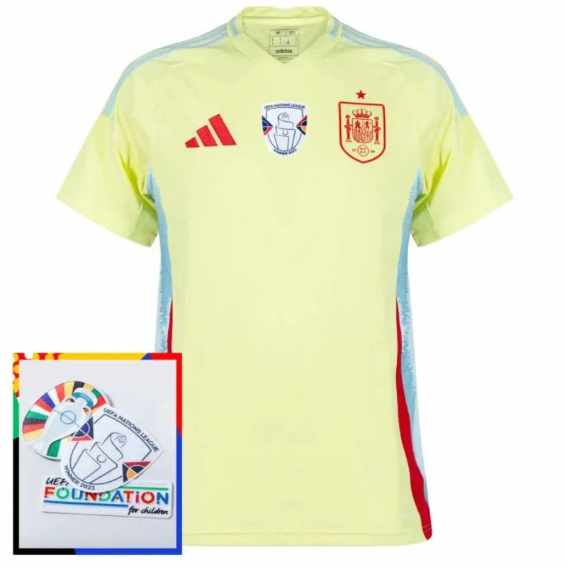 Spain Away Fan Jersey 2025/26 Euro 2024 & Foundation Tournament Patches (Official Printing)