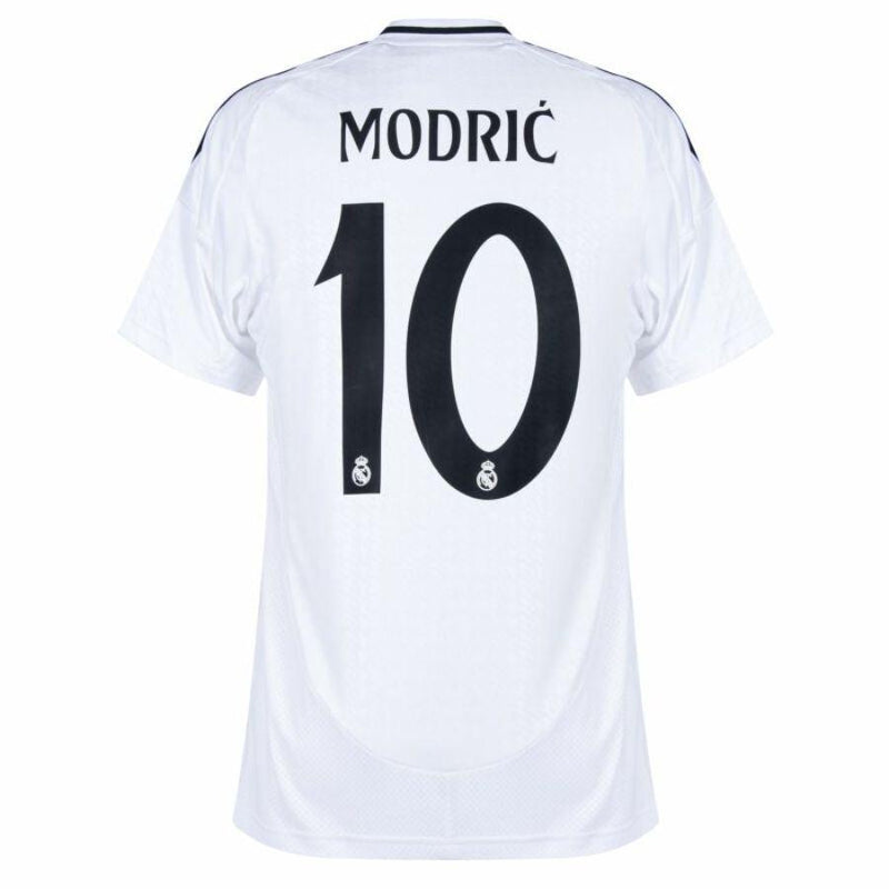 Real Madrid Modric 10 Home Fan Jersey 2024/25 Patches UCL UEFA Foundation (Official Printing)