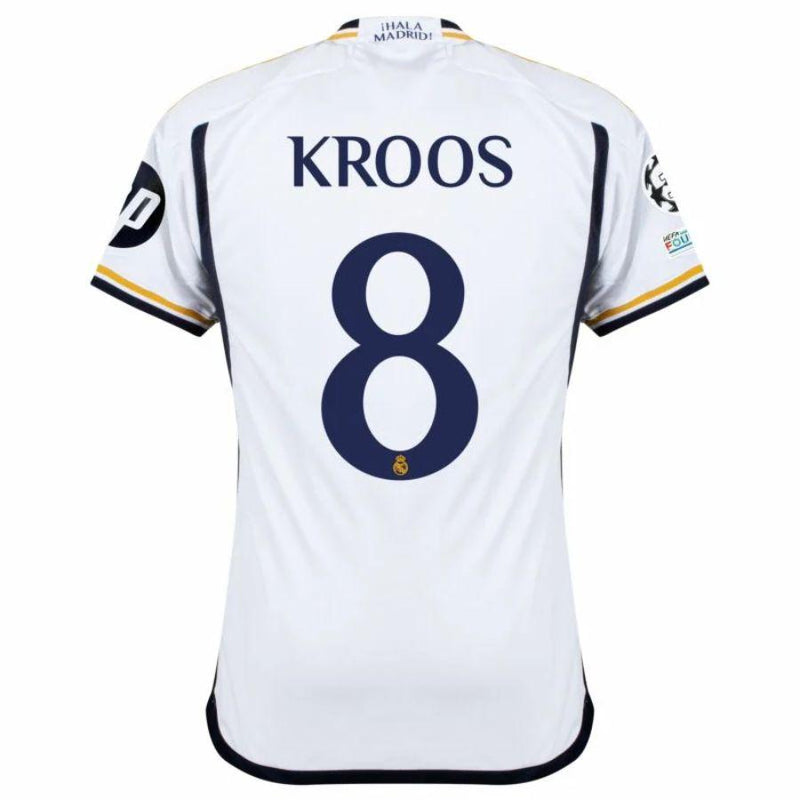 Real Madrid Toni Kroos 8 Home Fan Jersey 2023/24 Patch FIFA WCC Patch UCL UEFA Foundation Patches